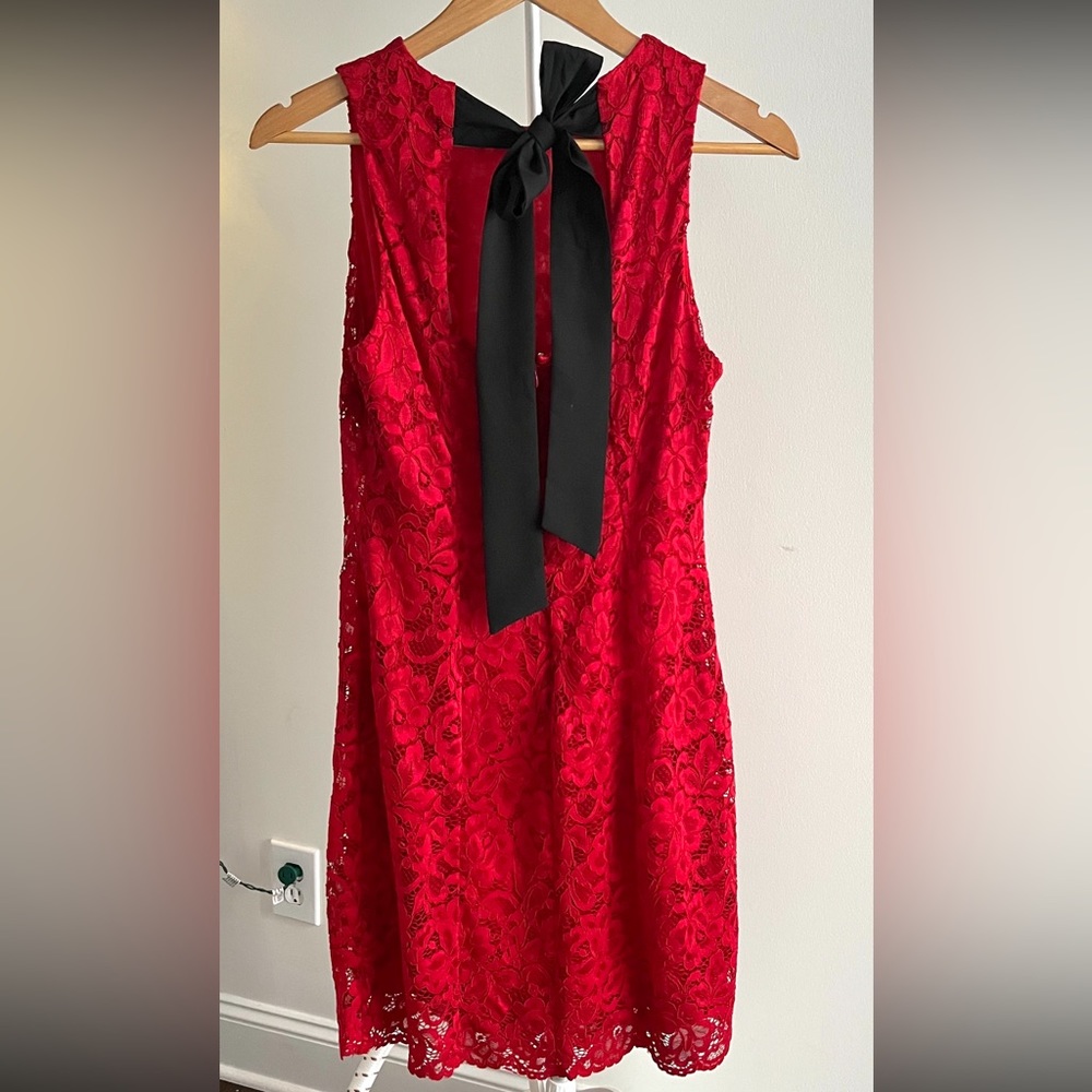 Sam Edelman Bow Back Lace Sheath Dress in Red, Size 8, NWOT - Picture 2 of 7